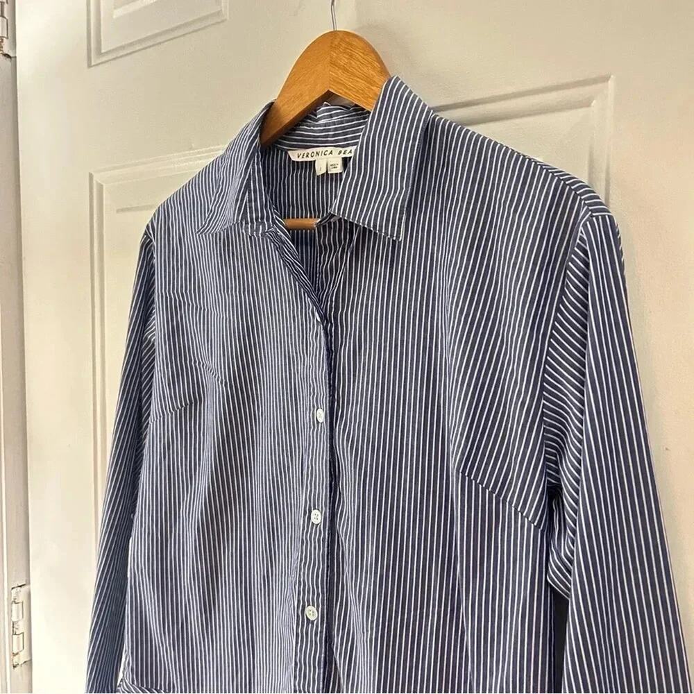 Veronica Beard • Gilda Assymetrical Button Down Hem Tunic Blouse - Picture 7 of 11